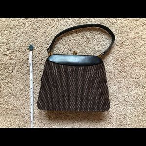 Vintage Bective black leather and copper bag